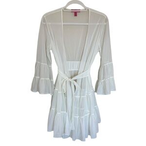 Vintage Y2K Betsey Johnson Sheer White Ruffle Robe